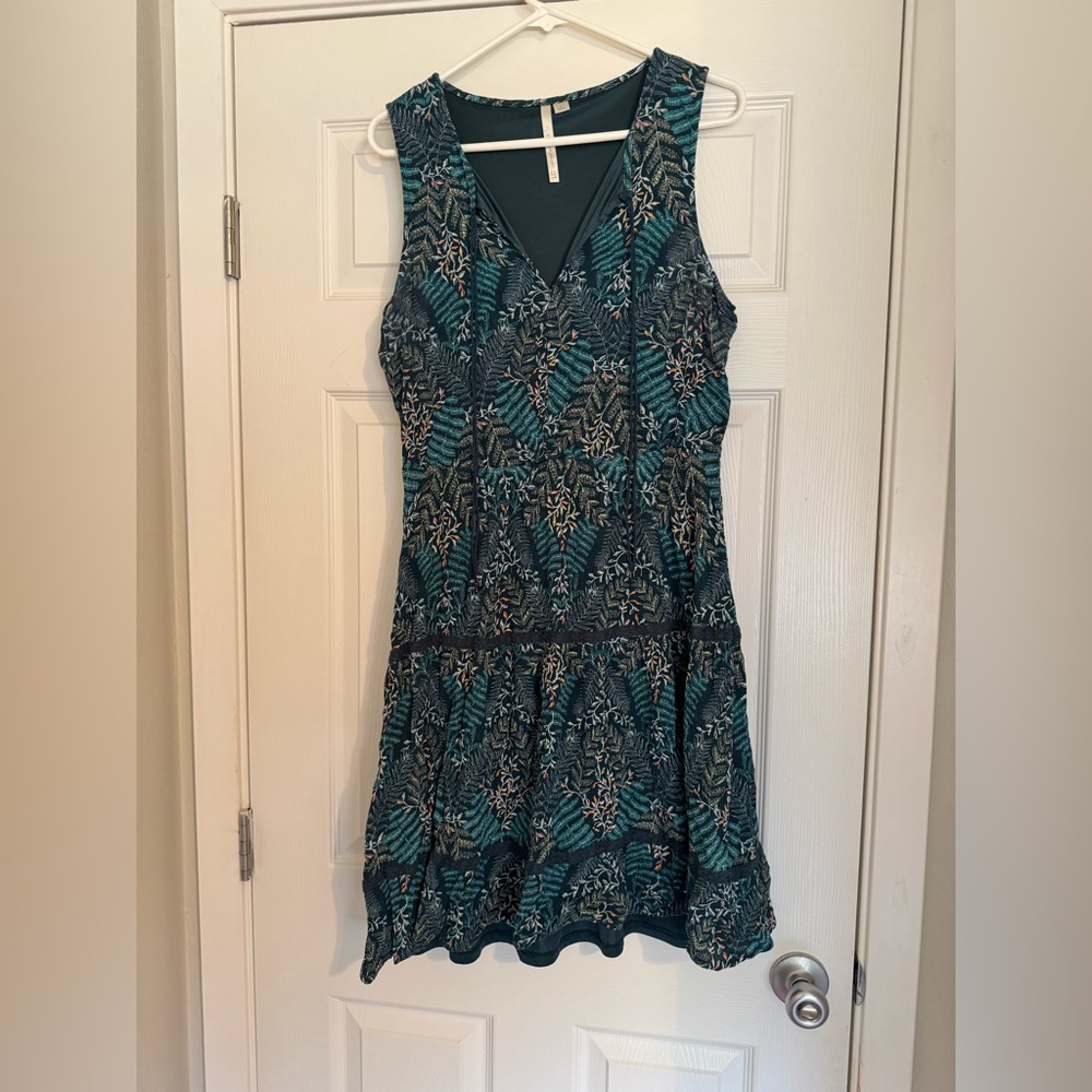 LC Lauren Conrad Teal and Black Patterned Mini Dress